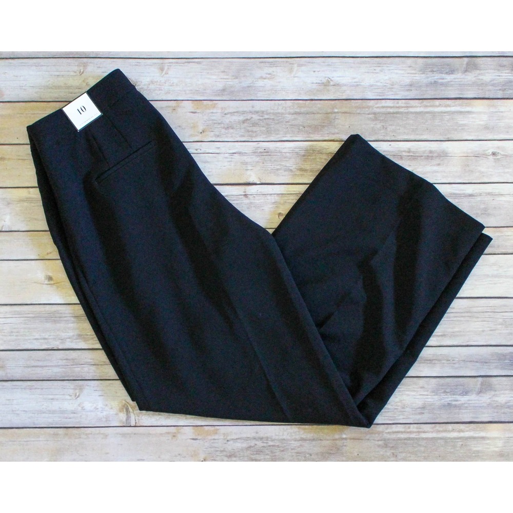 White House Black Market Wide Leg Pants Size 10 Black Tie Waist Pockets Career